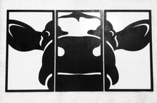 Load image into Gallery viewer, Cow Head Up Close 3 Panel Decor
